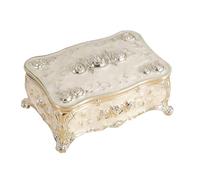 BELOWSYALER Joyero con acabado brillante grabado floral con construcción de aleación y múltiples compartimentos de almacenamiento para collar de mujer