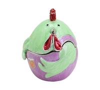 BELOWSYALER Joyero de aleación con forma con acabado esmaltado y piedras brillantes para decoración del hogar, regalo de aleación esmaltada, caja de joyería de pollo