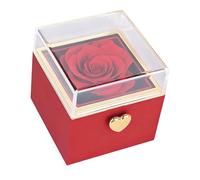 BELOWSYALER Joyero giratorio único con anillos de flores artificiales, contenedor de almacenamiento, textura perfecta para propuestas de boda, caja de almacenamiento de aros