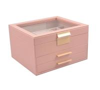 BELOWSYALER Joyero multifuncional con tapa transparente interior de franela de piel sintética, herrajes dorados para exhibir caja de almacenamiento forrada de franela