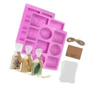 BELOWSYALER Juego de 102 piezas de silicona para hacer jabón, con bolsas transparentes, etiquetas de cordón y bolsas de sisal para proyectos de manualidades en el hogar y suministros de embalaje