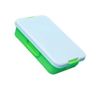 BELOWSYALER Juego de bandejas de arena apilables con calcomanías de tapa, contenedor sensorial portátil para niños, almacenamiento de arte, azul y verde