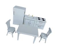 BELOWSYALER Juego de casas de muñecas de madera a escala 1/12 con mesa de comedor, silla, estufa, fregadero para casas de muñecas en miniatura