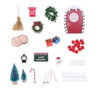 BELOWSYALER Juego de escena navideña de gnomos en miniatura para puerta de Navidad, accesorios decorativos para casa de muñecas, exhibición de casa de vacaciones