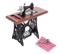 BELOWSYALER Juego de manualidades en miniatura con máquina de coser a escala 1/12 y tijeras para entusiastas de casas de muñecas, accesorios de exhibición de escenas