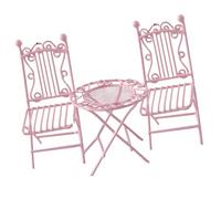BELOWSYALER Juego de mesa y silla de hierro en miniatura 3 en 1 para decoración de casas de muñecas 1/12, proyectos de manualidades y accesorios de exhibición de jardín