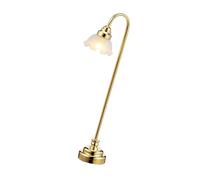 BELOWSYALER Lámpara de mesa en miniatura de oro esmerilado de casas de muñecas a escala 1/12 con luz LED, funciona con pilas para un diseño interior realista