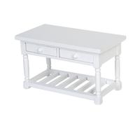 BELOWSYALER Mesa de comedor de madera en miniatura a escala 1/12 con cajón para casas de muñecas, restaurante, escena de restaurante, accesorios de exhibición