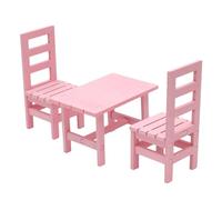 BELOWSYALER Moderno juego de comedor de casas de muñecas de madera con mesa y sillas para decoraciones de muñecas en miniatura a escala 1/6