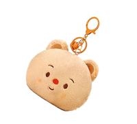 BELOWSYALER Monedero de felpa con llavero de oso de mantequilla, bolsas de almacenamiento para auriculares para mujeres y estudiantes, decoración colgante