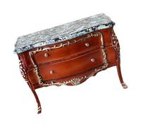 BELOWSYALER Mueble de exhibición de casas de muñecas europeas a escala 1:12 con ribete dorado, 2 cajones para almacenamiento en miniatura