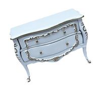 BELOWSYALER Mueble de exhibición de casas de muñecas europeas a escala 1:12 con ribete dorado, 2 cajones para almacenamiento en miniatura