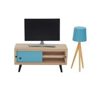 BELOWSYALER Muebles de casa de muñecas de madera a escala 1/12, modelo en miniatura, televisores, gabinete, lámpara de pie, diseño realista para entusiastas de las manualidades