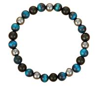 BELOWSYALER Obsidianas ajustables hechas a mano con ojo de tigre, piedras preciosas naturales elásticas, joyería de ojo de tigre, ajustable, talla única, como se describe