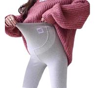 BELOWSYALER Pantalones de embarazo suaves de invierno con forro polar con cintura ajustable y cómodos para el embarazo, cómodos leggings de maternidad, Gris Claro, increase XL