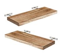 BELOWSYALER Paquete de 2 estantes flotantes de paulownia natural de 40 cm, fácil de instalar, organizadores de madera marrón claro para decoración del hogar
