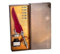 BELOWSYALER Pluma de inmersión envejecida con grabado retro, incluye 5 puntas y tintas de recambio para escritura a mano, dibujo, álbumes de recortes, juego de plumas