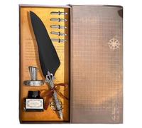 BELOWSYALER Pluma de inmersión envejecida con grabado retro, incluye 5 puntas y tintas de recambio para escritura a mano, dibujo, álbumes de recortes, juego de plumas