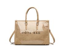 BELOWSYALER Práctica bolsa de playa con estampado de letras, ligera, de PVC, con múltiples opciones de transporte para cualquier ocasión, carta de moda, Khaki