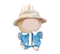 BELOWSYALER Ropa de muñeca de moda de 15 cm, overol y sombrero, accesorios de estilo de muñeca de felpa para figura de anime, traje de vestir de muñeca
