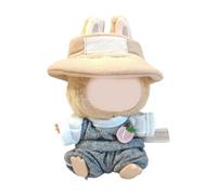 BELOWSYALER Ropa de muñeca de moda de 15 cm, overol y sombrero, accesorios de estilo de muñeca de felpa para figura de anime, traje de vestir de muñeca