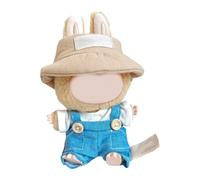 BELOWSYALER Ropa de muñeca de moda de 15 cm, overol y sombrero, accesorios de estilo de muñeca de felpa para figura de anime, traje de vestir de muñeca