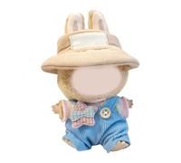 BELOWSYALER Ropa de muñeca de moda de 15 cm, overol y sombrero, accesorios de estilo de muñeca de felpa para figura de anime, traje de vestir de muñeca