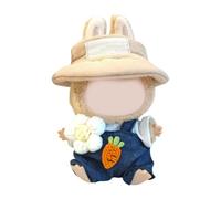 BELOWSYALER Ropa de muñeca de moda de 15 cm, overol y sombrero, accesorios de estilo de muñeca de felpa para figura de anime, traje de vestir de muñeca