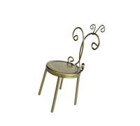 BELOWSYALER Silla con respaldo de hierro en miniatura a escala 1/12, diseño antiguo, de aleación, muebles para casas de muñecas, exhibición y colección