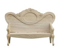 BELOWSYALER Silla de sofá de madera en miniatura para decoración de casas de muñecas, estilo retro, silla sin pintar para entusiastas de modelos artesanales a escala 1/12