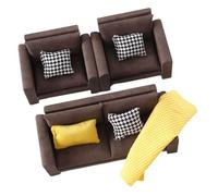 BELOWSYALER Sofá a escala 1/12 modelo de sofá moderno en miniatura realista de madera para dormitorio, sala de estar