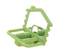 BELOWSYALER Soporte multifuncional para pájaros con espejo y plato de comida para jaulas, promoción segura de actividades y curiosidad