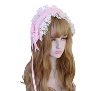 BELOWSYALER Tocado gótico con estrella de sirvienta, accesorios para el cabello, diademas de cosplay, cinta con volantes, lazo para el pelo, horquillas con bordado de estrella, diadema de encaje