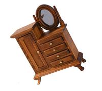 BELOWSYALER Tocador vintage en miniatura a escala 1/16, muebles de casas de muñecas con detalles realistas para los entusiastas de las casas de muñecas