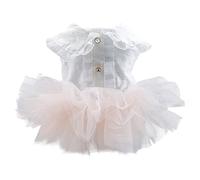 BELOWSYALER Vestido de tutú de encaje para gatos, falda de boda para mascotas, vestido de tutú de encaje para perros, ropa de gatos para perros pequeños, ropa femenina para perros de primavera