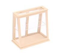 BELOWSYALER Vitrina de madera en miniatura para casas de muñecas de 1/12, vitrina transparente realista con estantes ajustables
