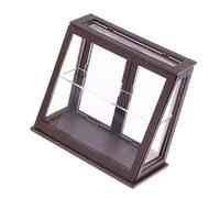 BELOWSYALER Vitrina de madera en miniatura para casas de muñecas de 1/12, vitrina transparente realista con estantes ajustables