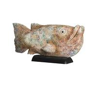 Belssia Pez Madera Marrón Verde y Negro 65x32x16 cm