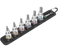 Wera Juego de vasos Zyklop hexagonal de arrastre 1/2" con función de retención, 6 piezas