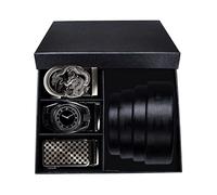 Belt Men Gift Cowhide Genuine Leather Men's Fashion Gold Buckle Design Automatic (Color : C Size : 160cm) (B 140cm)