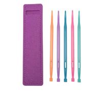 Belt Threading Tool Plastic Elastic Band Threader 5 Pcs Set with Purple Felt Storage Bag for Sewing and Crafting