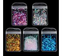 BELTI 5 Colores Alfabeto Letras holográficas Brillo Grueso Resina epoxi Lentejuelas 2g por