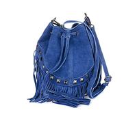 BELTIMORE Bolso aspecto bohemio, ancho 30 x alto 24 x fondo 15 cm, con flecos y borlas, interior forrado, correa ajustable de 63 a 127 cm, cierre con cremallera.