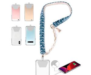 BelTop | Aqua | Colgante Universal para Móvil | Collar de Cuello | Cadena Compatible con Todos los Teléfonos Inteligentes | iPhone, Samsung, Huawei, OPPO, Xiaomi | Diseño Fino | Bordado Azul Turquesa