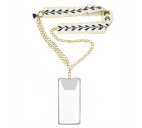 BelTop | Hannah | Colgante Universal para Móvil | Collar de Cuello | Cadena Compatible con Todos los Teléfonos Inteligentes | iPhone, Samsung, Huawei, Oppo, Xiaomi | Diseño Blanco Roto Espiga Azul