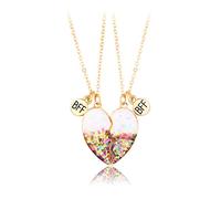 BELUCKIN Collar de la amistad con aguacate y frutas para 2 mujeres, collar de medio corazón a juego para mujeres, collar de mejores amigas, joyería para regalos de cumpleaños, Zinc, No es una piedra