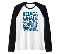 Beluga Ballena Es Mi Espíritu Animal Azul Gráfico Camiseta Manga Raglan