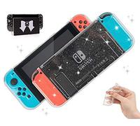 BelugaDesign Funda Transparente con Purpurina para Interruptor | Carcasa Compatible con Nintendo Switch Standard | Funda Protectora de Cristal acoplable (Blanco Transparente)