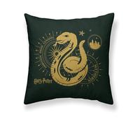 BELUM | Funda Cojín Harry Potter Tamaño: 50x50 - Modelo: Slytherin Gold A - Tejido: Half Panama 100% algodón. 250 Grs.