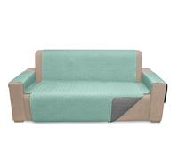 BELUM | Funda Cubre sofá Reversible microsatén Aqua-Acero 4 Plaza, Funda Cubre sofá Acolchada y Ajustable, Funda Cubre sofá Protector sofá, Funda Sofá 4 plazas Respaldo 200cm